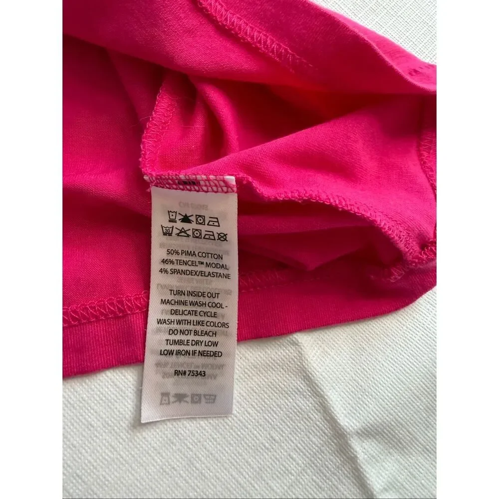 Sundry Hot Pink Crewneck Cotton T Shirt Women’s XS Made in Peru Casual Basic Tee